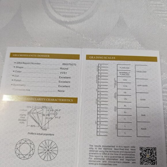 1.0 ct Moissanite Stone Ring with Papers Includes Sliding Adjustable Band - Picture 4 of 4